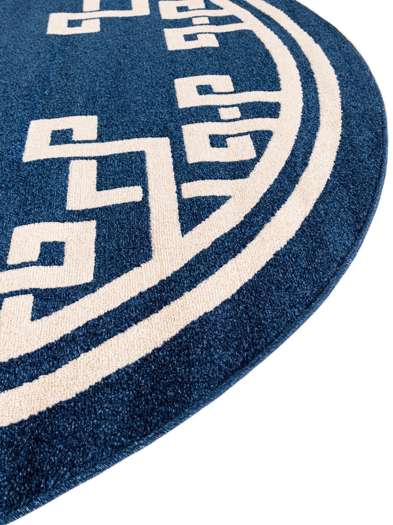 Dark Blue 6' 1 x 6' 1 Athens Round Area Rug 100% Polypropylene With Cotton Backing Easy Clean Indoor Living Dining Room Bedroom Office Carpet for Sale at Rug Engine