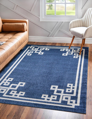 Dark Blue 6' 1 x 9' Athens Rectangle Area Rug 100% Polypropylene With Cotton Backing Easy Clean Indoor Living Dining Room Bedroom Office Carpet for Sale at Rug Engine