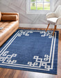Dark Blue 5' 3 x 8' Athens Rectangle Area Rug 100% Polypropylene With Cotton Backing Easy Clean Indoor Living Dining Room Bedroom Office Carpet for Sale at Rug Engine