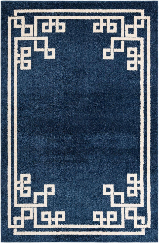 Dark Blue 5' 3 x 8' Athens Rectangle Area Rug 100% Polypropylene With Cotton Backing Easy Clean Indoor Living Dining Room Bedroom Office Carpet for Sale at Rug Engine
