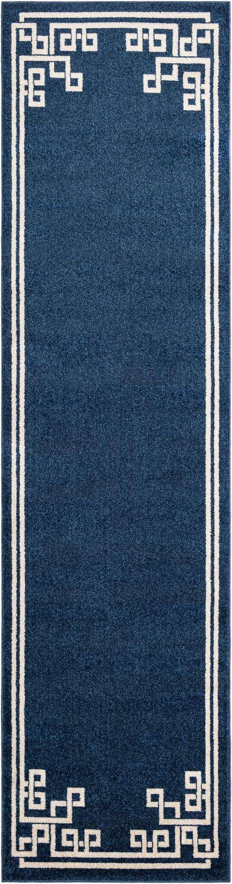 Dark Blue 2' 7 x 10' Athens Runner Area Rug 100% Polypropylene With Cotton Backing Easy Clean Indoor Living Dining Room Bedroom Office Carpet for Sale at Rug Engine