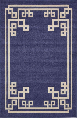 Dark Blue 6' 1 x 9' Athens Rectangle Area Rug 100% Polypropylene With Cotton Backing Easy Clean Indoor Living Dining Room Bedroom Office Carpet for Sale at Rug Engine