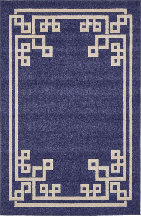 Dark Blue 6' 1 x 9' Athens Rectangle Area Rug 100% Polypropylene With Cotton Backing Easy Clean Indoor Living Dining Room Bedroom Office Carpet for Sale at Rug Engine