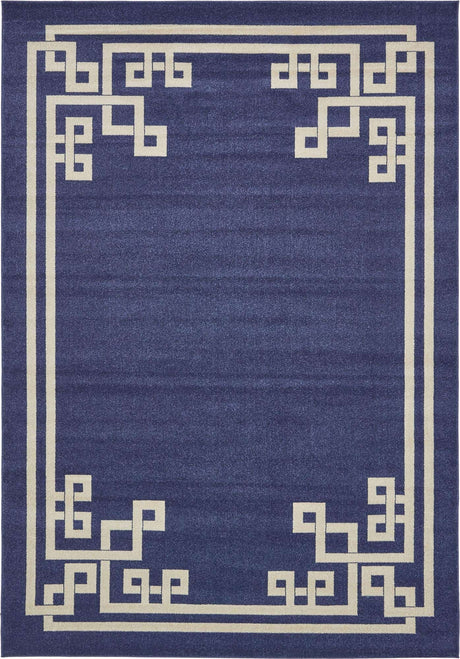 Dark Blue 7' 10 x 11' Athens Rectangle Area Rug 100% Polypropylene With Cotton Backing Easy Clean Indoor Living Dining Room Bedroom Office Carpet for Sale at Rug Engine