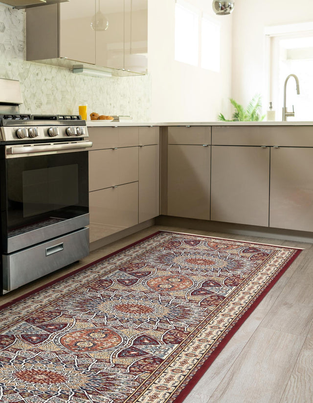Burgundy 2' 11 x 13' 1 Narenj Runner Area Rug 85% Polypropylene & 15% Polyester Traditional Classic Carpet for Living, Dining, Bedrooms, Office for Sale at Rug Engine