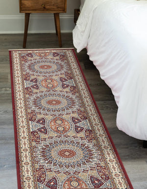 Burgundy 2' 11 x 13' 1 Narenj Runner Area Rug 85% Polypropylene & 15% Polyester Traditional Classic Carpet for Living, Dining, Bedrooms, Office for Sale at Rug Engine