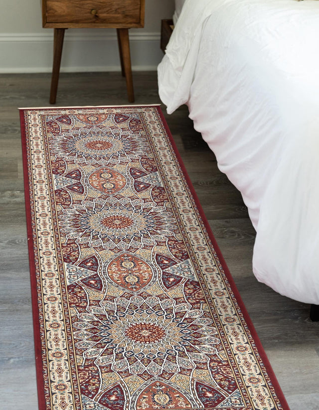 Burgundy 2' 11 x 13' 1 Narenj Runner Area Rug 85% Polypropylene & 15% Polyester Traditional Classic Carpet for Living, Dining, Bedrooms, Office for Sale at Rug Engine