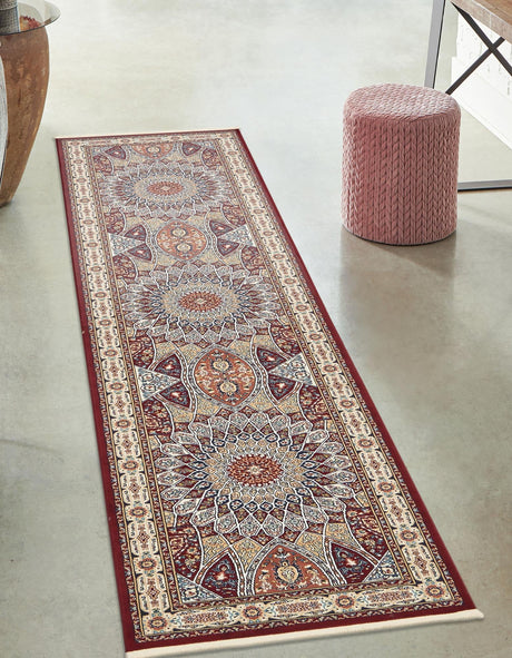 Burgundy 2' 11 x 13' 1 Narenj Runner Area Rug 85% Polypropylene & 15% Polyester Traditional Classic Carpet for Living, Dining, Bedrooms, Office for Sale at Rug Engine