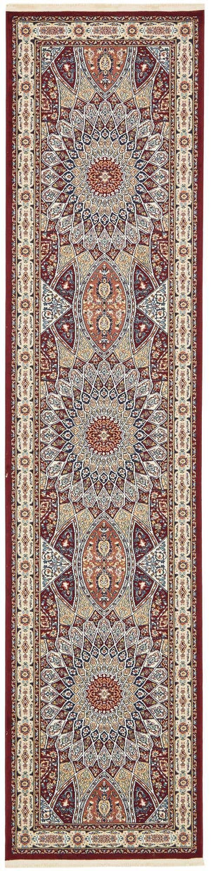 Burgundy 2' 11 x 13' 1 Narenj Runner Area Rug 85% Polypropylene & 15% Polyester Traditional Classic Carpet for Living, Dining, Bedrooms, Office for Sale at Rug Engine
