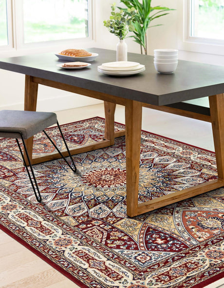 Burgundy 10' x 13' Narenj Rectangle Area Rug 85% Polypropylene & 15% Polyester Traditional Classic Carpet for Living, Dining, Bedrooms, Office for Sale at Rug Engine