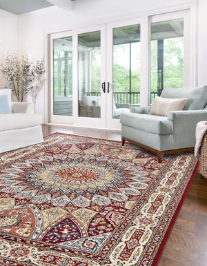 Burgundy 3' 1 x 5' 3 Narenj Rectangle Area Rug 85% Polypropylene & 15% Polyester Traditional Classic Carpet for Living, Dining, Bedrooms, Office for Sale at Rug Engine