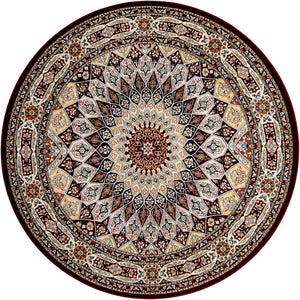Burgundy 10' x 10' Narenj Round Area Rug 85% Polypropylene & 15% Polyester Traditional Classic Carpet for Living, Dining, Bedrooms, Office for Sale at Rug Engine