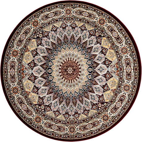 Burgundy 10' x 10' Narenj Round Area Rug 85% Polypropylene & 15% Polyester Traditional Classic Carpet for Living, Dining, Bedrooms, Office for Sale at Rug Engine