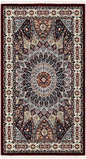 Burgundy 3' 1 x 5' 3 Narenj Rectangle Area Rug 85% Polypropylene & 15% Polyester Traditional Classic Carpet for Living, Dining, Bedrooms, Office for Sale at Rug Engine