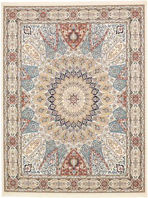 Ivory 10' x 13' Narenj Rectangle Area Rug 85% Polypropylene & 15% Polyester Traditional Classic Carpet for Living, Dining, Bedrooms, Office for Sale at Rug Engine