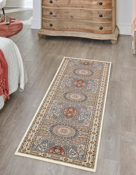 Ivory 2' 11 x 13' 1 Narenj Runner Area Rug 85% Polypropylene & 15% Polyester Traditional Classic Carpet for Living, Dining, Bedrooms, Office for Sale at Rug Engine