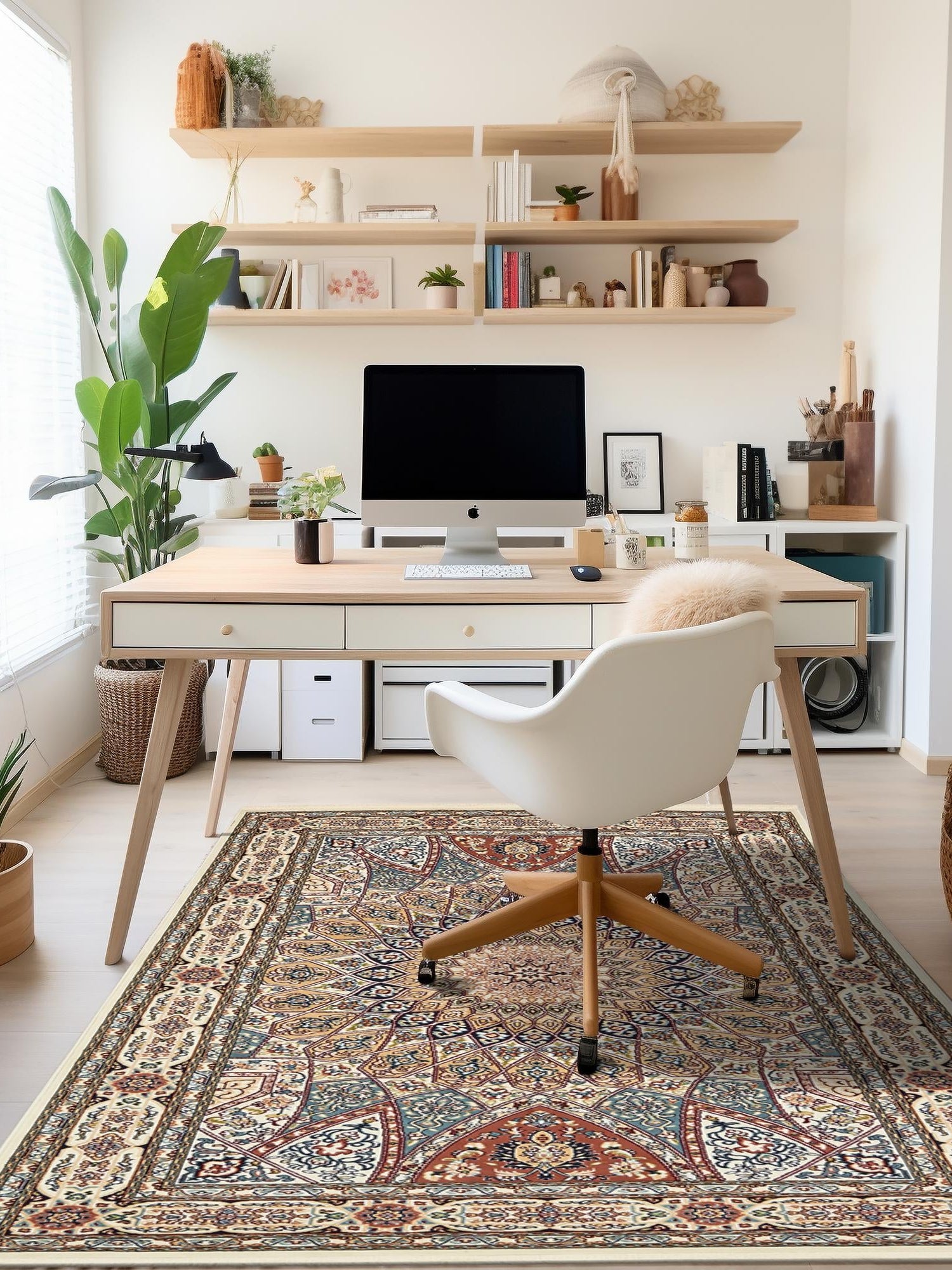 Ivory 10' x 13' Narenj Rectangle Area Rug 85% Polypropylene & 15% Polyester Traditional Classic Carpet for Living, Dining, Bedrooms, Office for Sale at Rug Engine