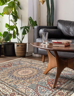 Ivory 10' x 13' Narenj Rectangle Area Rug 85% Polypropylene & 15% Polyester Traditional Classic Carpet for Living, Dining, Bedrooms, Office for Sale at Rug Engine