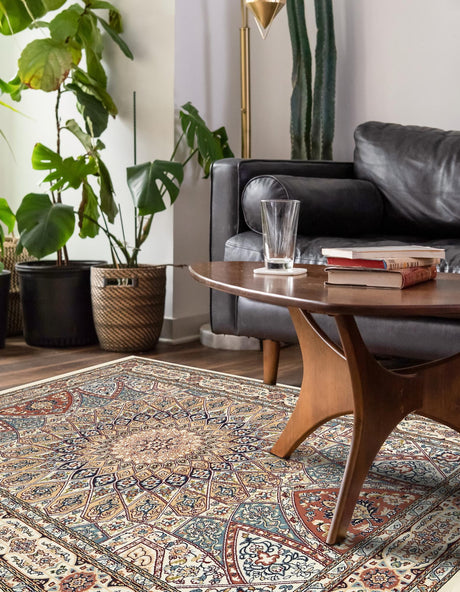 Ivory 10' x 13' Narenj Rectangle Area Rug 85% Polypropylene & 15% Polyester Traditional Classic Carpet for Living, Dining, Bedrooms, Office for Sale at Rug Engine