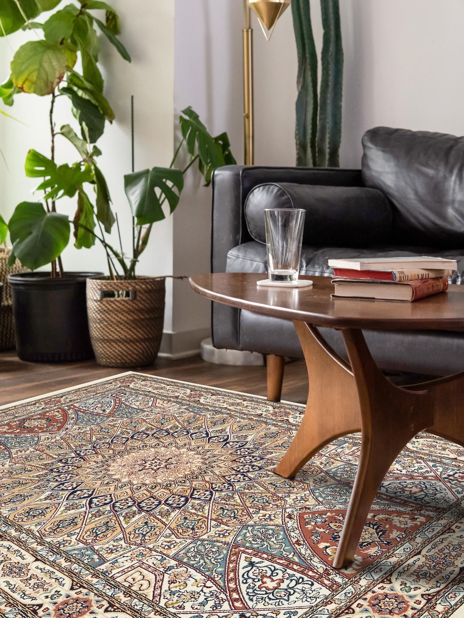 Ivory 7' 10 x 10' Narenj Rectangle Area Rug 85% Polypropylene & 15% Polyester Traditional Classic Carpet for Living, Dining, Bedrooms, Office for Sale at Rug Engine