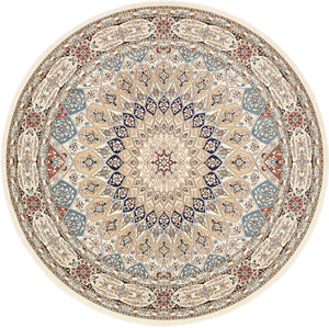 Ivory 10' x 10' Narenj Round Area Rug 85% Polypropylene & 15% Polyester Traditional Classic Carpet for Living, Dining, Bedrooms, Office for Sale at Rug Engine
