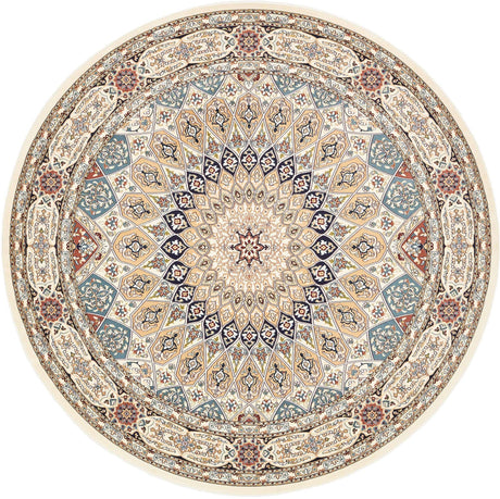 Ivory 10' x 10' Narenj Round Area Rug 85% Polypropylene & 15% Polyester Traditional Classic Carpet for Living, Dining, Bedrooms, Office for Sale at Rug Engine