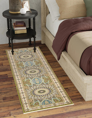 Green 2' 11 x 13' 1 Narenj Runner Area Rug 85% Polypropylene & 15% Polyester Traditional Classic Carpet for Living, Dining, Bedrooms, Office for Sale at Rug Engine