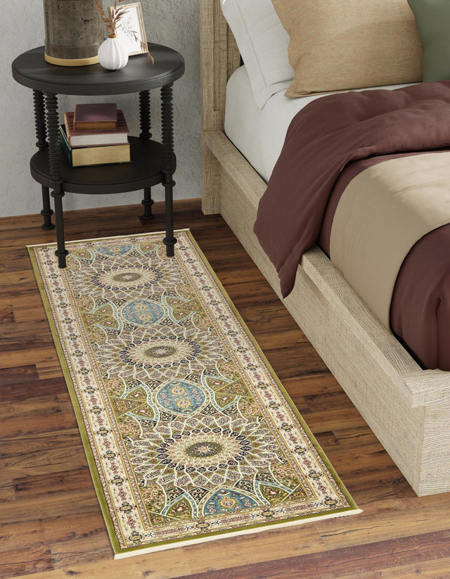 Green 2' 11 x 13' 1 Narenj Runner Area Rug 85% Polypropylene & 15% Polyester Traditional Classic Carpet for Living, Dining, Bedrooms, Office for Sale at Rug Engine