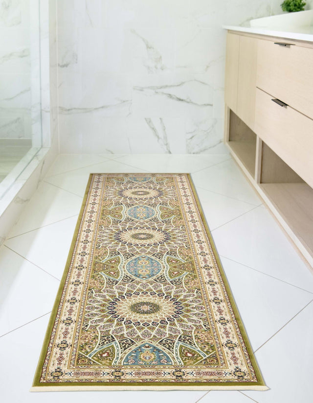Green 2' 11 x 13' 1 Narenj Runner Area Rug 85% Polypropylene & 15% Polyester Traditional Classic Carpet for Living, Dining, Bedrooms, Office for Sale at Rug Engine
