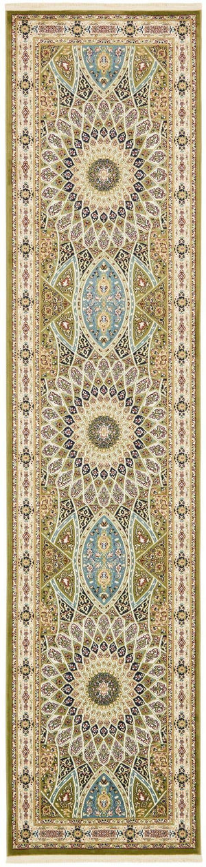 Green 2' 11 x 13' 1 Narenj Runner Area Rug 85% Polypropylene & 15% Polyester Traditional Classic Carpet for Living, Dining, Bedrooms, Office for Sale at Rug Engine