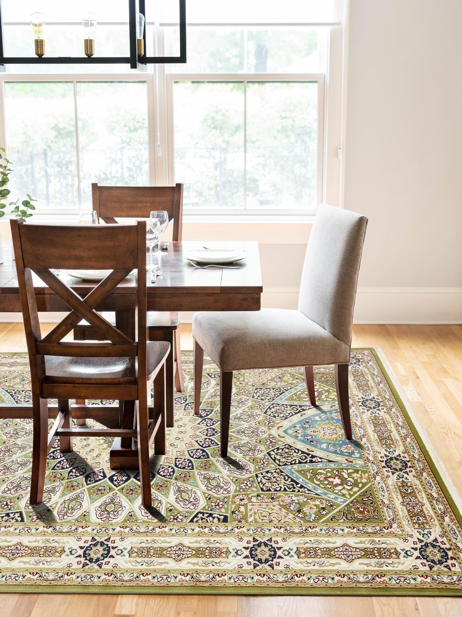 Green 3' 1 x 5' 3 Narenj Rectangle Area Rug 85% Polypropylene & 15% Polyester Traditional Classic Carpet for Living, Dining, Bedrooms, Office for Sale at Rug Engine