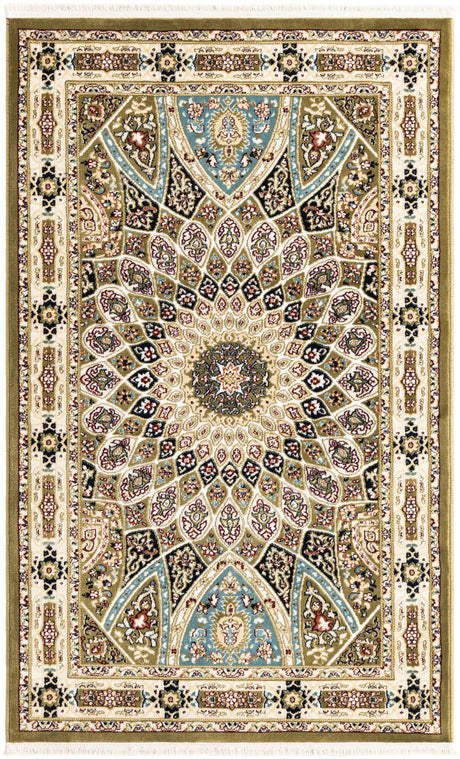 Green 3' 1 x 5' 3 Narenj Rectangle Area Rug 85% Polypropylene & 15% Polyester Traditional Classic Carpet for Living, Dining, Bedrooms, Office for Sale at Rug Engine