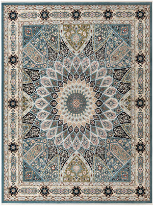 Blue 10' x 13' Narenj Rectangle Area Rug 85% Polypropylene & 15% Polyester Traditional Classic Carpet for Living, Dining, Bedrooms, Office for Sale at Rug Engine