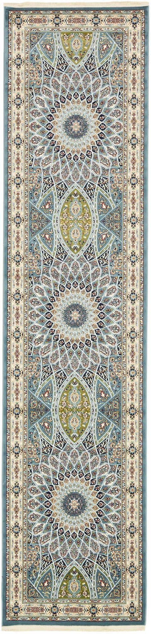 Blue 2' 11 x 13' 1 Narenj Runner Area Rug 85% Polypropylene & 15% Polyester Traditional Classic Carpet for Living, Dining, Bedrooms, Office for Sale at Rug Engine