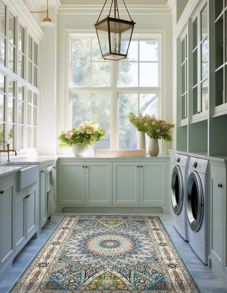 Blue 10' x 13' Narenj Rectangle Area Rug 85% Polypropylene & 15% Polyester Traditional Classic Carpet for Living, Dining, Bedrooms, Office for Sale at Rug Engine