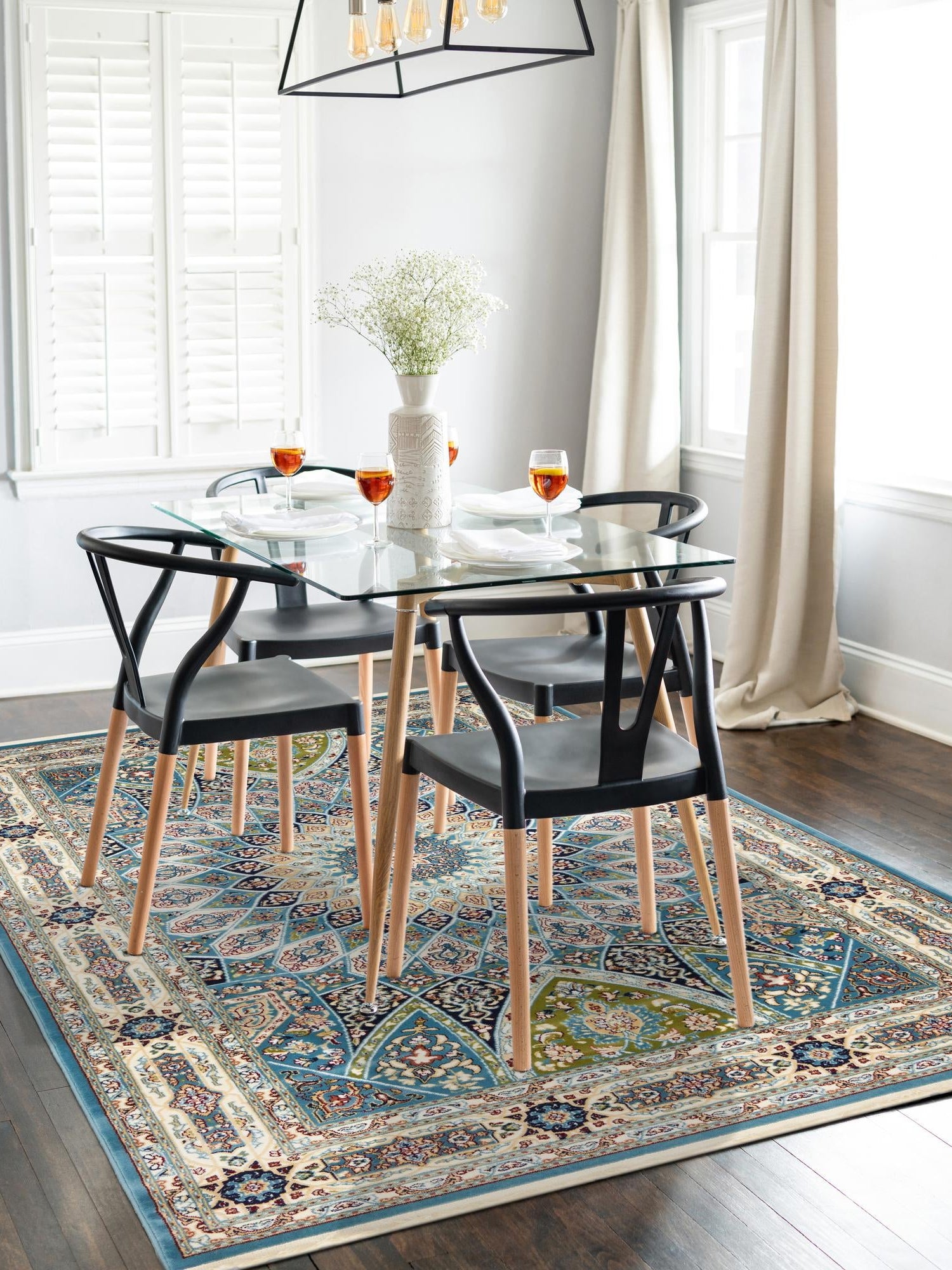 Blue 10' x 14' 1 Narenj Rectangle Area Rug 85% Polypropylene & 15% Polyester Traditional Classic Carpet for Living, Dining, Bedrooms, Office for Sale at Rug Engine