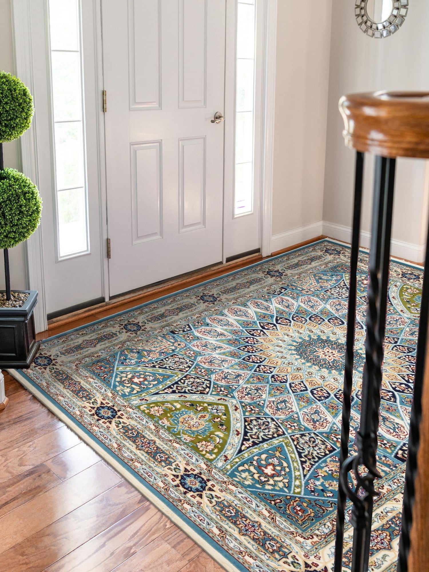 Blue 10' x 13' Narenj Rectangle Area Rug 85% Polypropylene & 15% Polyester Traditional Classic Carpet for Living, Dining, Bedrooms, Office for Sale at Rug Engine