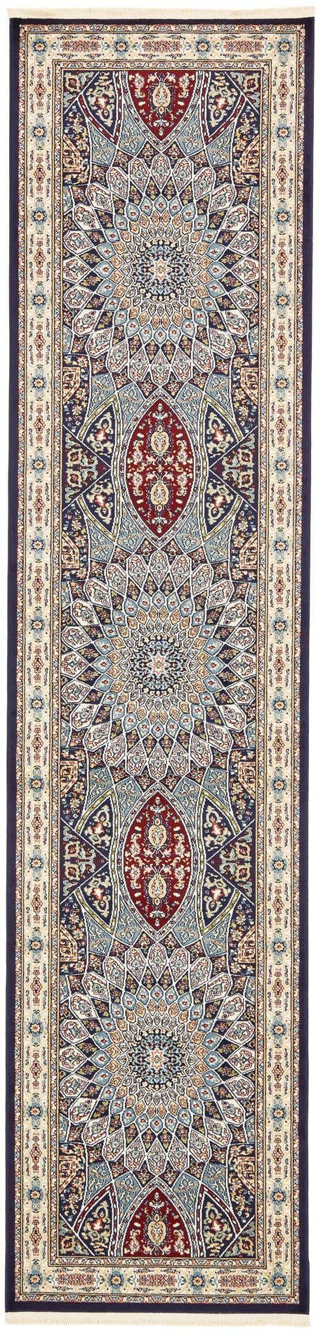 Navy Blue 2' 11 x 13' 1 Narenj Runner Area Rug 85% Polypropylene & 15% Polyester Traditional Classic Carpet for Living, Dining, Bedrooms, Office for Sale at Rug Engine