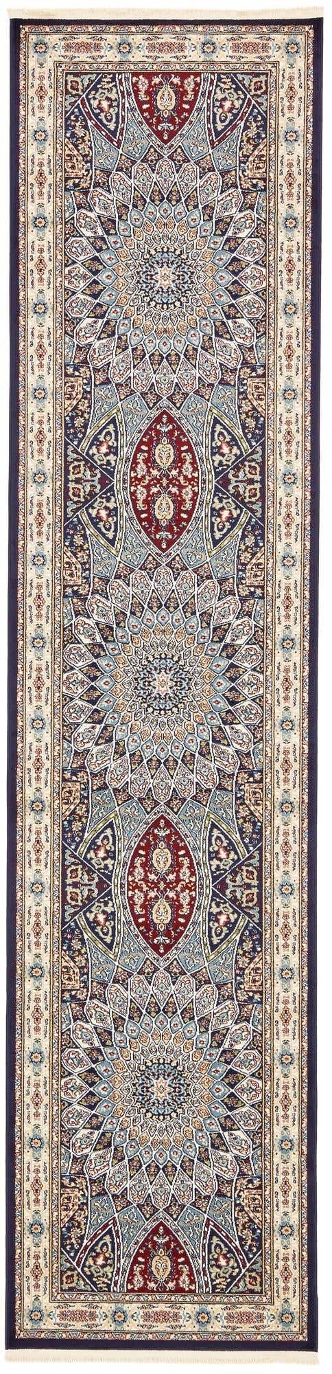 Navy Blue 2' 11 x 13' 1 Narenj Runner Area Rug 85% Polypropylene & 15% Polyester Traditional Classic Carpet for Living, Dining, Bedrooms, Office for Sale at Rug Engine
