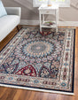 Navy Blue 7' 10 x 11' Narenj Rectangle Area Rug 85% Polypropylene & 15% Polyester Traditional Classic Carpet for Living, Dining, Bedrooms, Office for Sale at Rug Engine