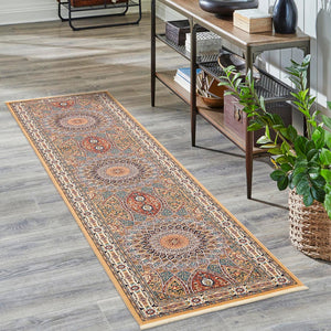 Beige 2' 11 x 13' 1 Narenj Runner Area Rug 85% Polypropylene & 15% Polyester Traditional Classic Carpet for Living, Dining, Bedrooms, Office for Sale at Rug Engine