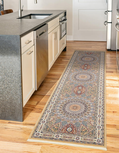 Beige 2' 11 x 13' 1 Narenj Runner Area Rug 85% Polypropylene & 15% Polyester Traditional Classic Carpet for Living, Dining, Bedrooms, Office for Sale at Rug Engine