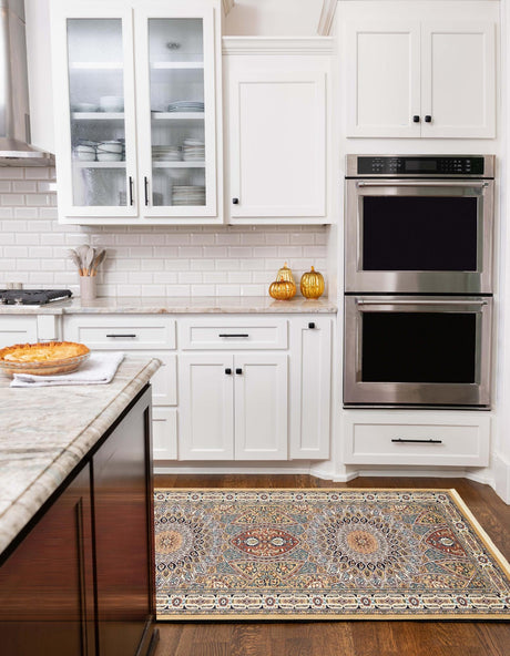 Beige 2' 11 x 13' 1 Narenj Runner Area Rug 85% Polypropylene & 15% Polyester Traditional Classic Carpet for Living, Dining, Bedrooms, Office for Sale at Rug Engine