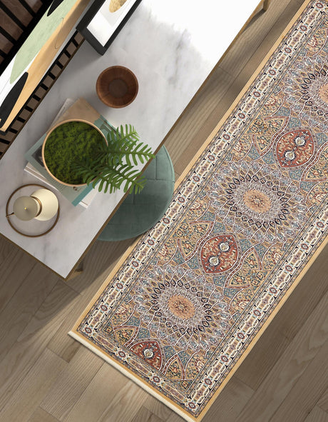 Beige 2' 11 x 13' 1 Narenj Runner Area Rug 85% Polypropylene & 15% Polyester Traditional Classic Carpet for Living, Dining, Bedrooms, Office for Sale at Rug Engine