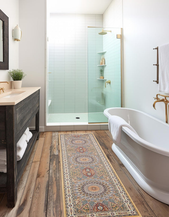 Beige 2' 11 x 13' 1 Narenj Runner Area Rug 85% Polypropylene & 15% Polyester Traditional Classic Carpet for Living, Dining, Bedrooms, Office for Sale at Rug Engine