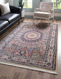 Beige 7' 10 x 10' Narenj Rectangle Area Rug 85% Polypropylene & 15% Polyester Traditional Classic Carpet for Living, Dining, Bedrooms, Office for Sale at Rug Engine
