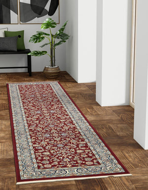 Burgundy 2' 11 x 13' 1 Narenj Runner Area Rug 85% Polypropylene & 15% Polyester Traditional Classic Carpet for Living, Dining, Bedrooms, Office for Sale at Rug Engine