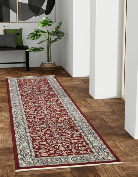 Burgundy 2' 11 x 13' 1 Narenj Runner Area Rug 85% Polypropylene & 15% Polyester Traditional Classic Carpet for Living, Dining, Bedrooms, Office for Sale at Rug Engine