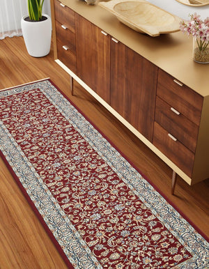 Burgundy 2' 11 x 13' 1 Narenj Runner Area Rug 85% Polypropylene & 15% Polyester Traditional Classic Carpet for Living, Dining, Bedrooms, Office for Sale at Rug Engine