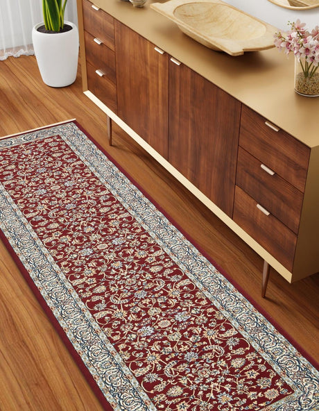 Burgundy 2' 11 x 13' 1 Narenj Runner Area Rug 85% Polypropylene & 15% Polyester Traditional Classic Carpet for Living, Dining, Bedrooms, Office for Sale at Rug Engine